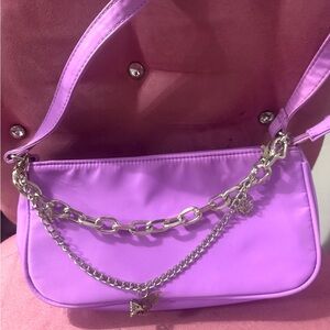 Purple Chain-Embellished Women's Bag